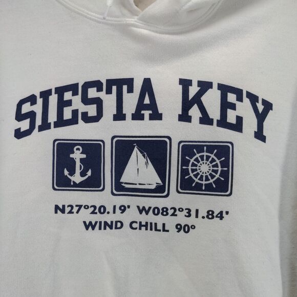Siesta Key FL Hoodie Sweatshirt Mens Medium Pullover White Polycotton Blend - Picture 3 of 14